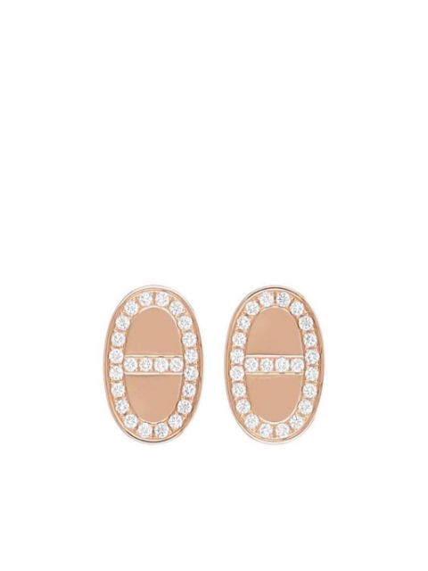 Hermes 18kt rose gold Chaine d'Ancre diamond earrings Women