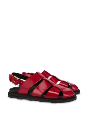Moschino logo-print Leather Platform Sandals | Pink | FARFETCH CA