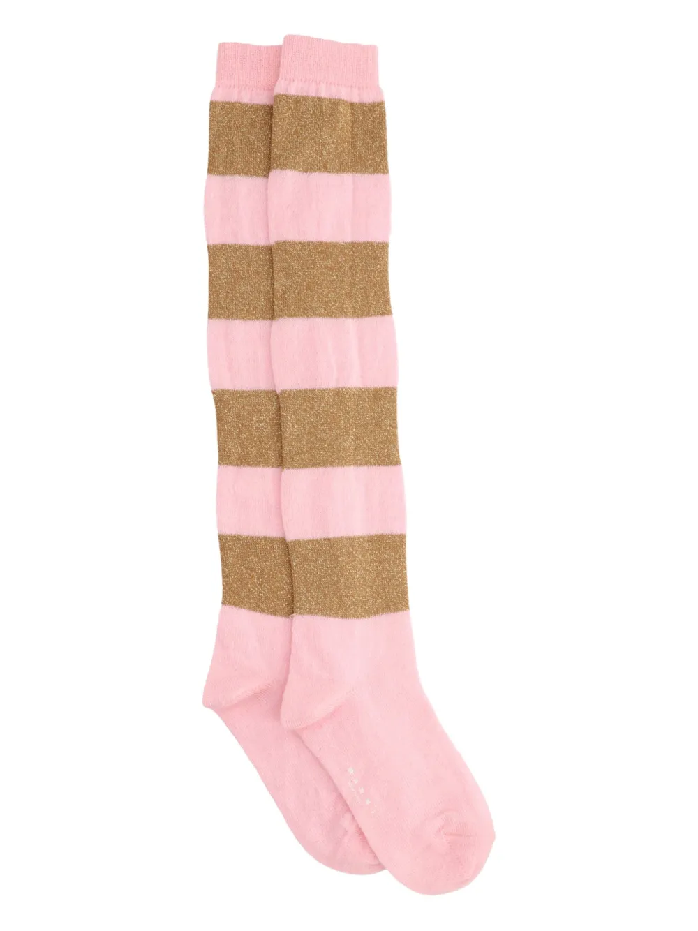 Marni Lurex Striped Wool-blend Socks In Pink