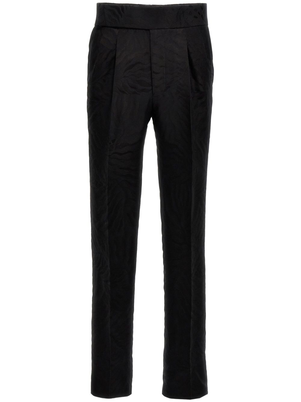 jacquard-pattern straight-leg trousers