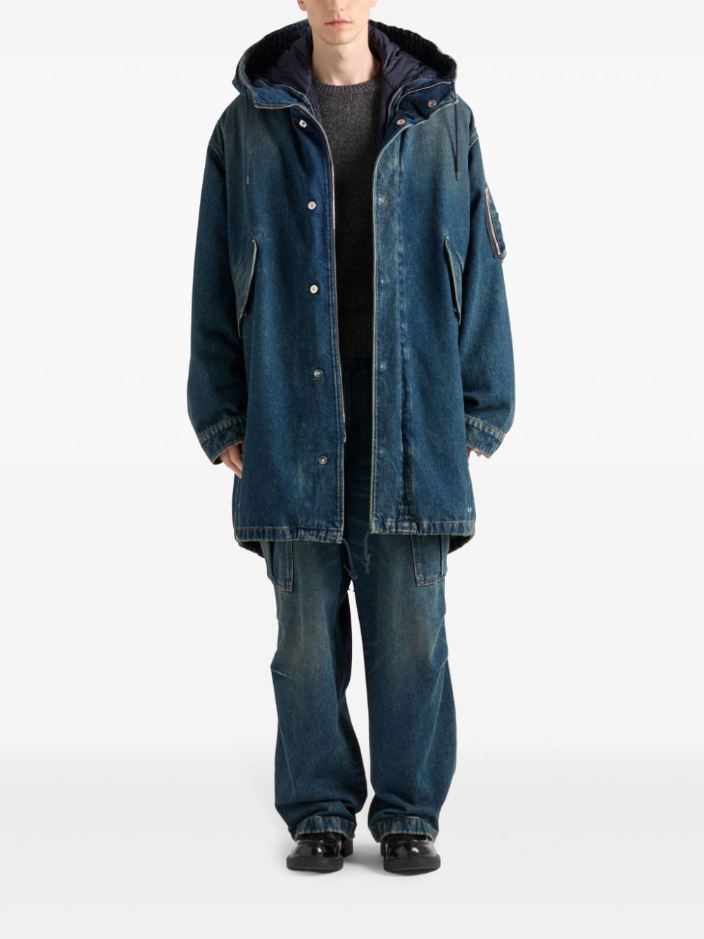 Prada denim padded coat - Blauw