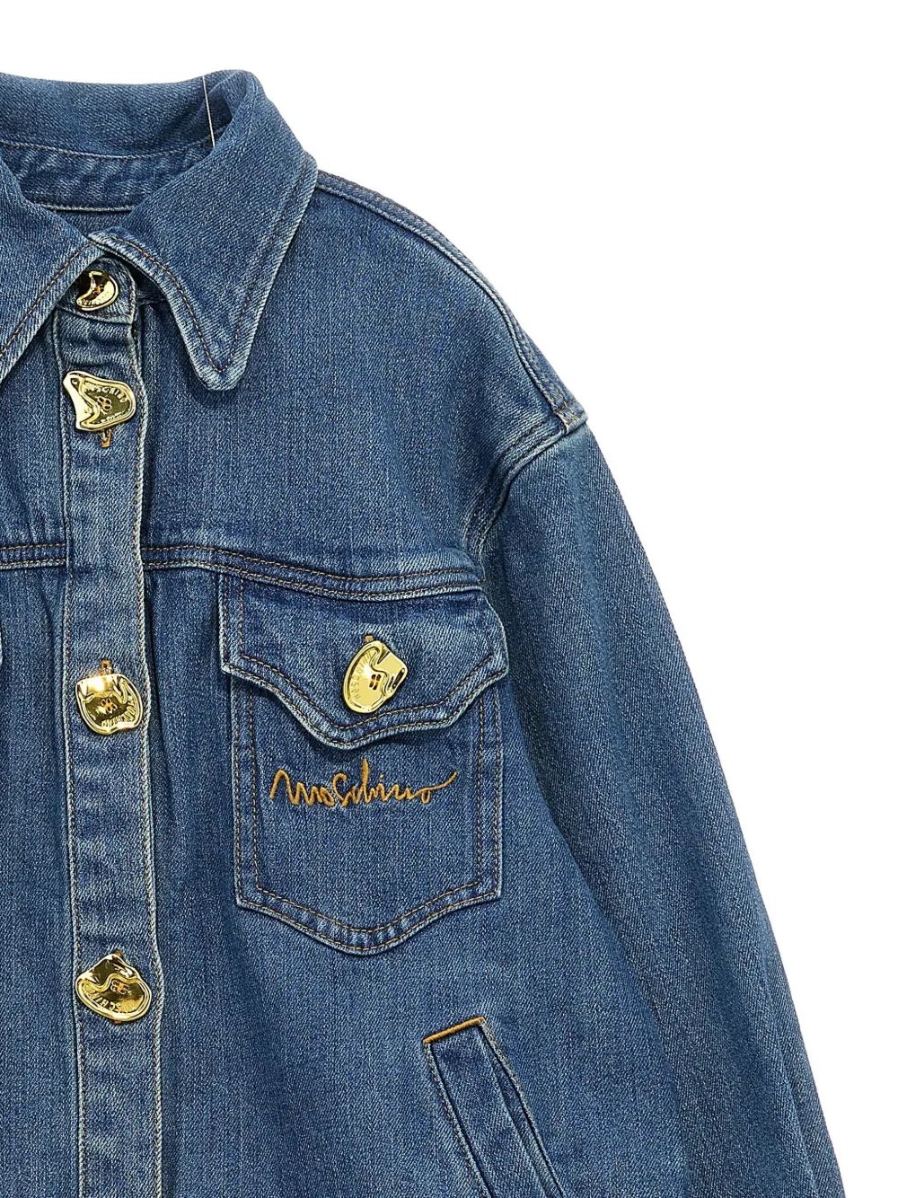 Moschino Kids Denim jack met golvende afwerking Blauw