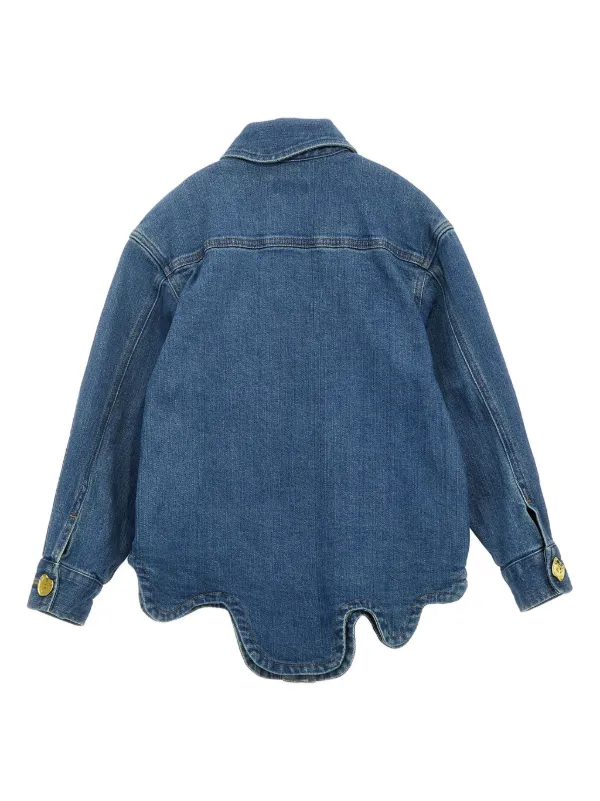 Moschino Kids wavy-hem Denim Jacket Blue FARFETCH ID