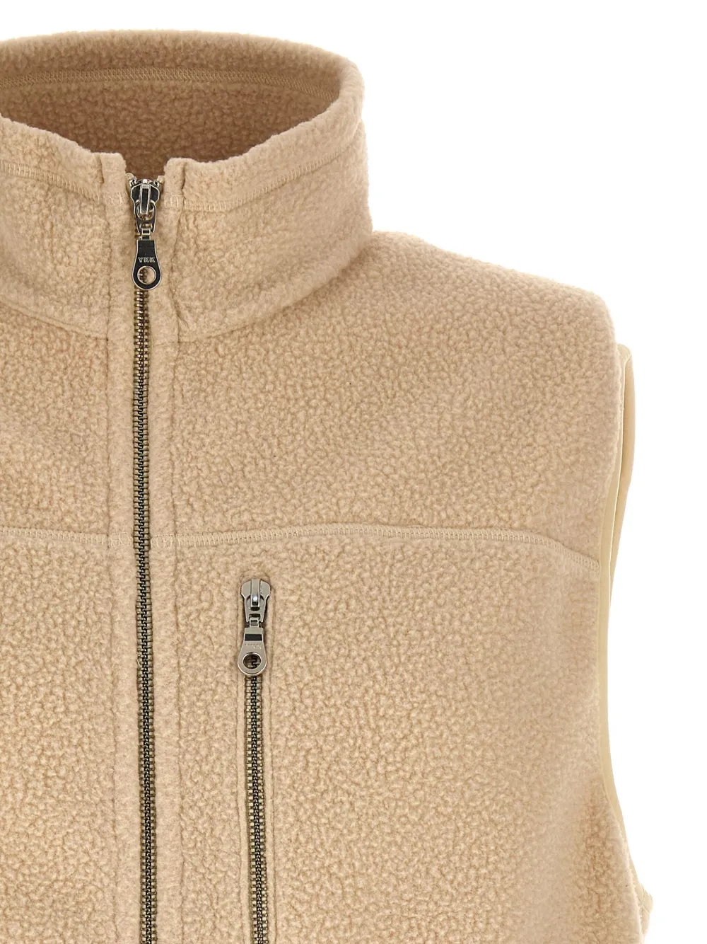 Harmony Paris Sleeveless Zipper Vest In Brown
