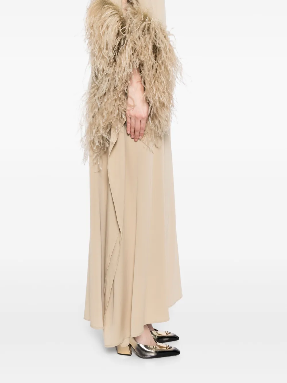 Ferragamo Jurk met imitatiebont Beige