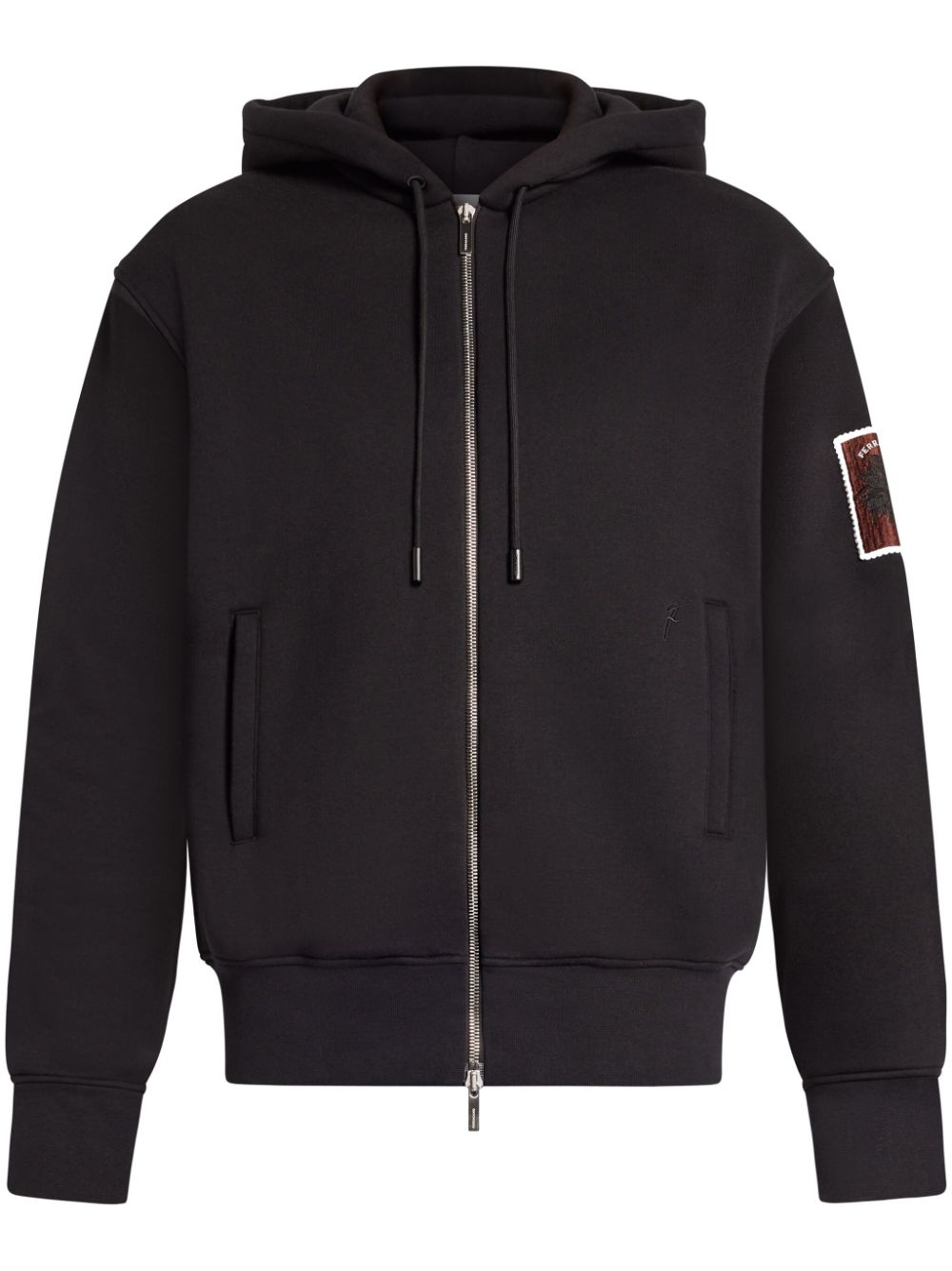 Ferragamo logo-patch zipped hoodie - Black