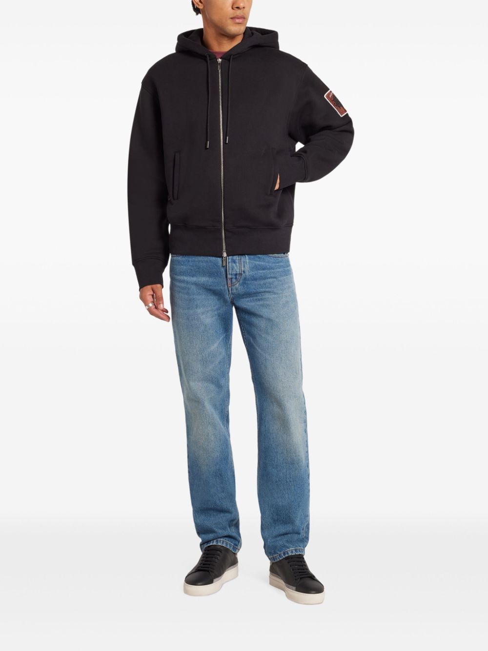 Ferragamo logo-patch zipped hoodie - Black