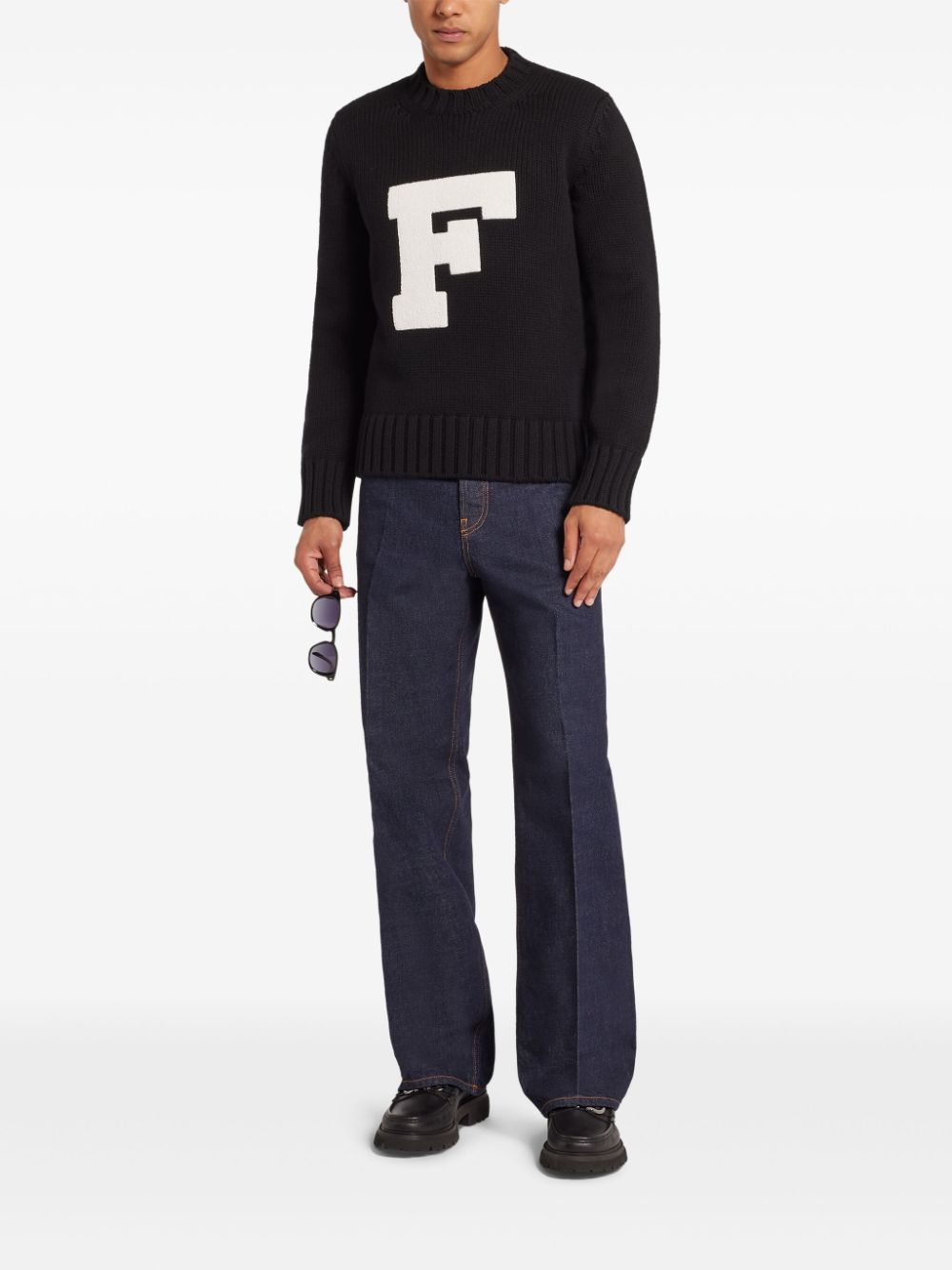 Ferragamo flocked logo jumper - Zwart