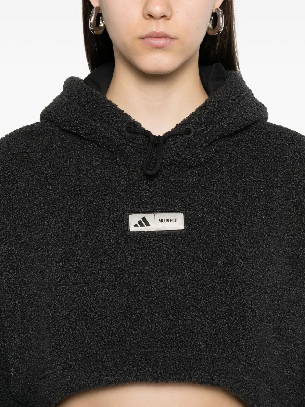 adidas x Moon Boot cropped fleece hoodie Zwart