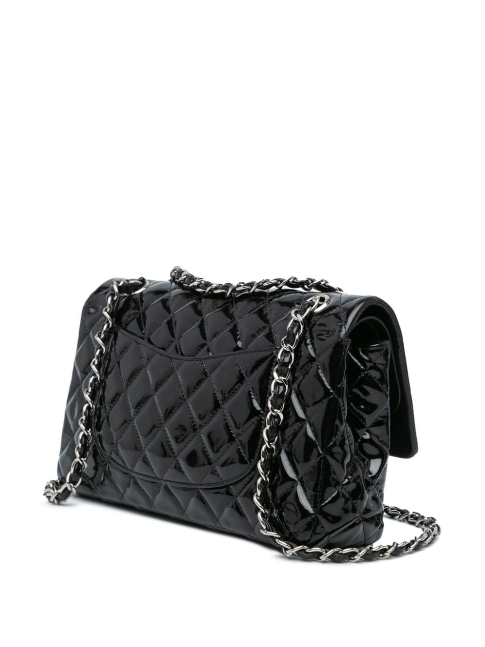 CHANEL Pre-Owned 2012-2013 Medium Classic Patent Double Flap shoulder bag - Zwart