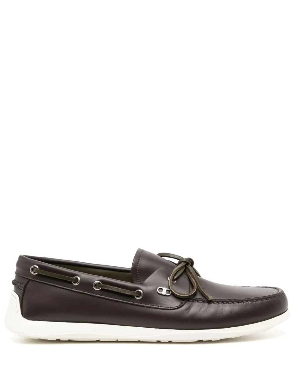 Ferragamo leather boat shoes Brown