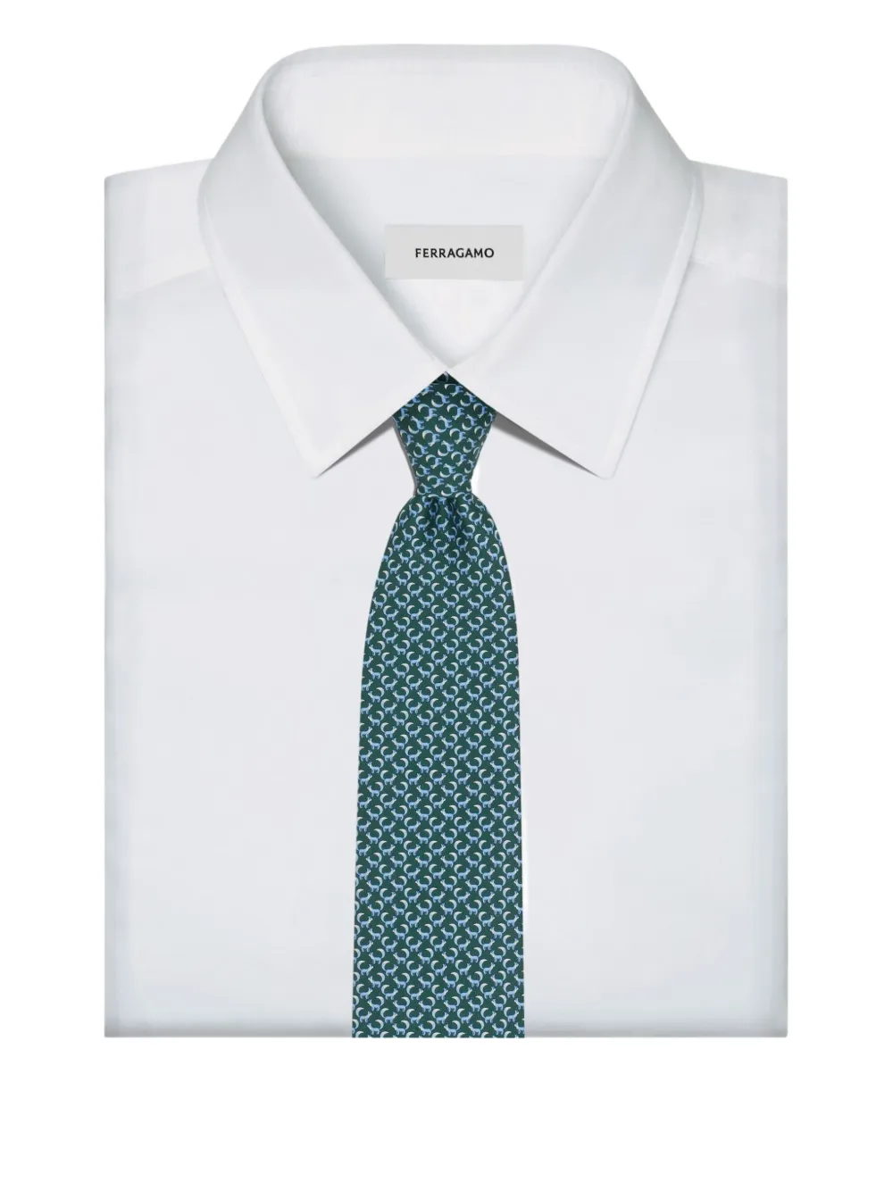 Ferragamo Stropdas met Gancini-print Groen