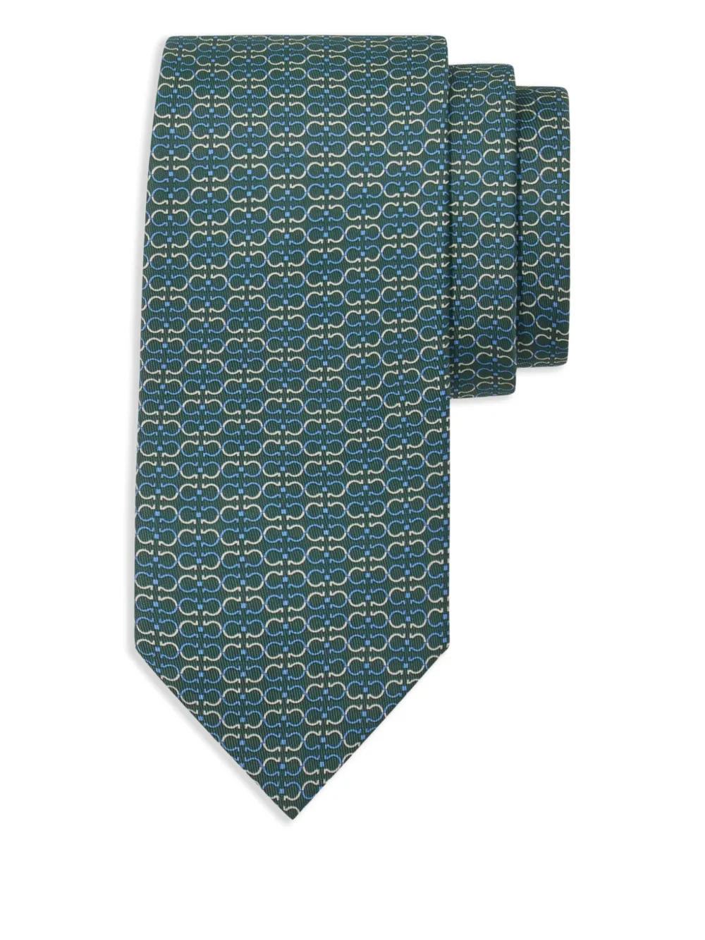 Ferragamo Stropdas met Gancini-print Groen