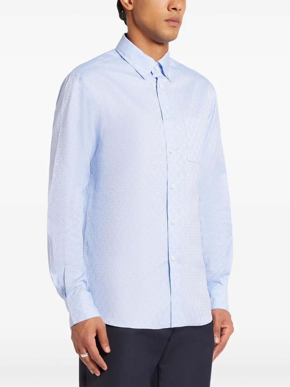 Ferragamo Button-down jack met jacquard Blauw
