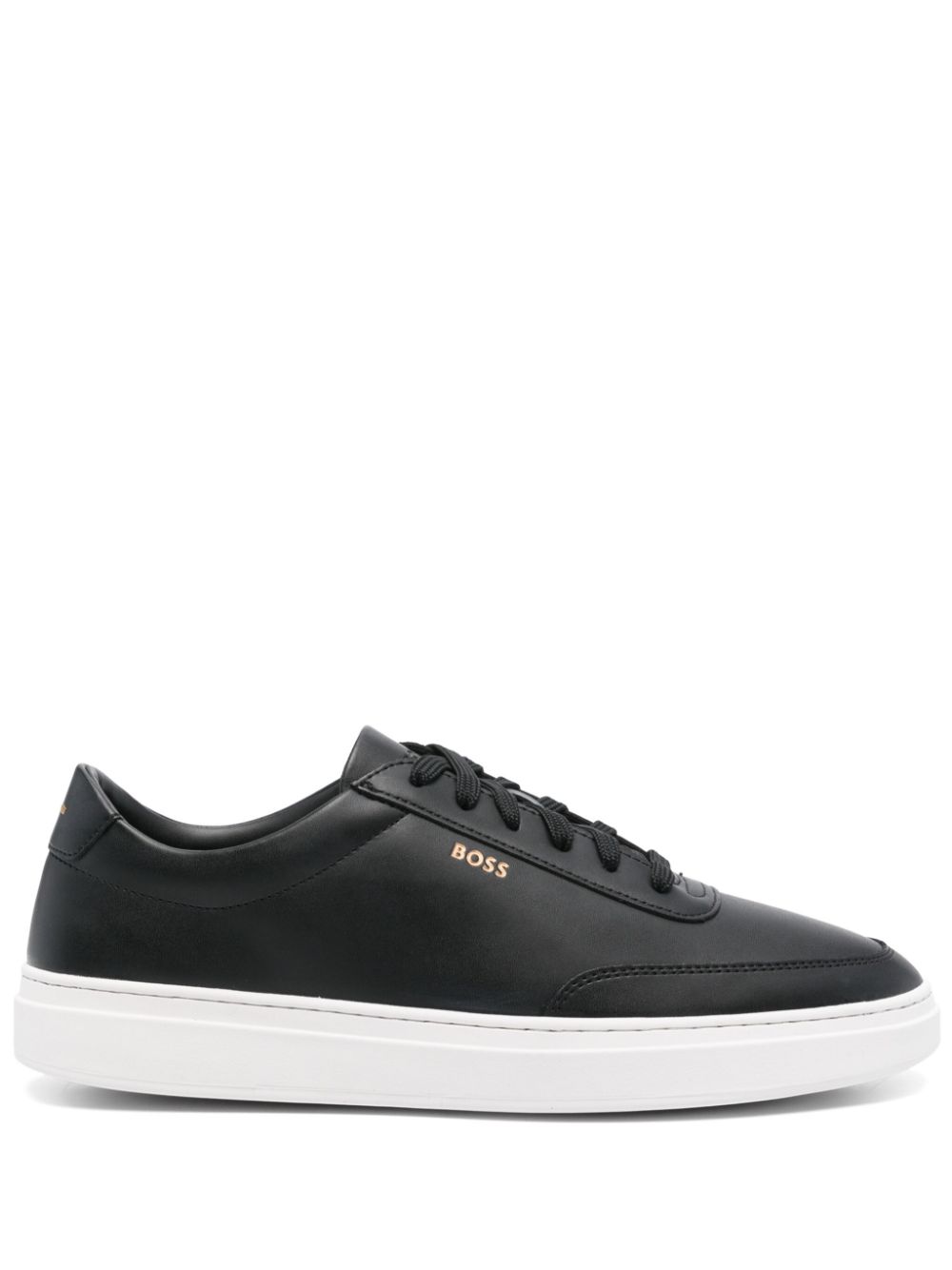 Shop Hugo Boss Leather Sneakers In Black