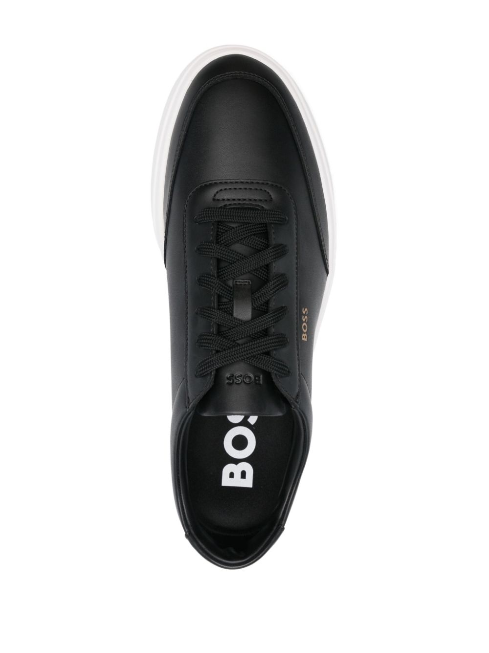 Shop Hugo Boss Leather Sneakers In Black