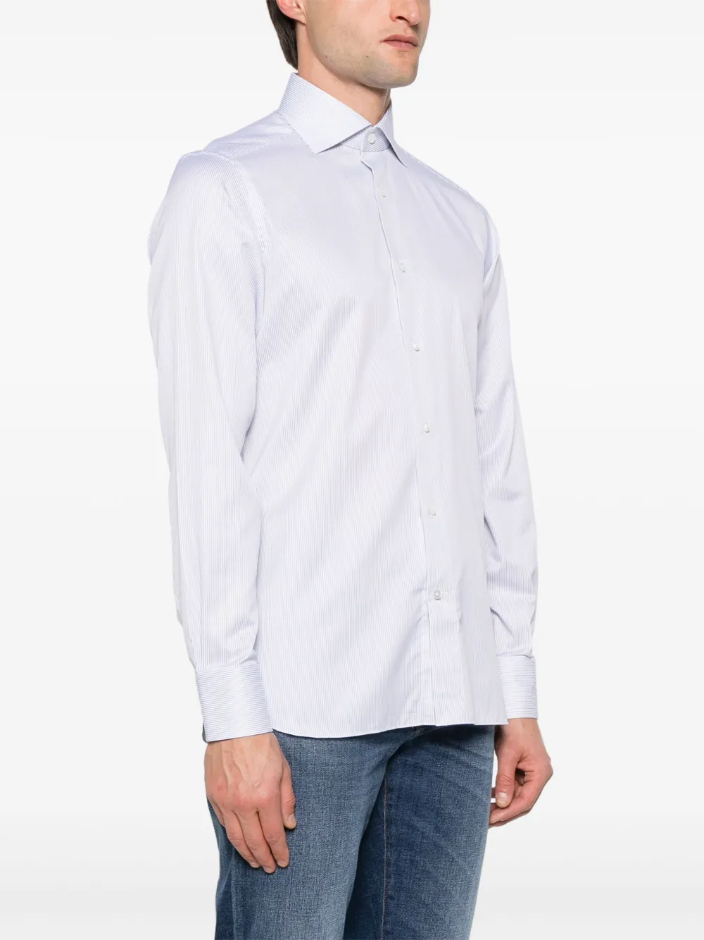 Zegna Gestreept overhemd Blauw
