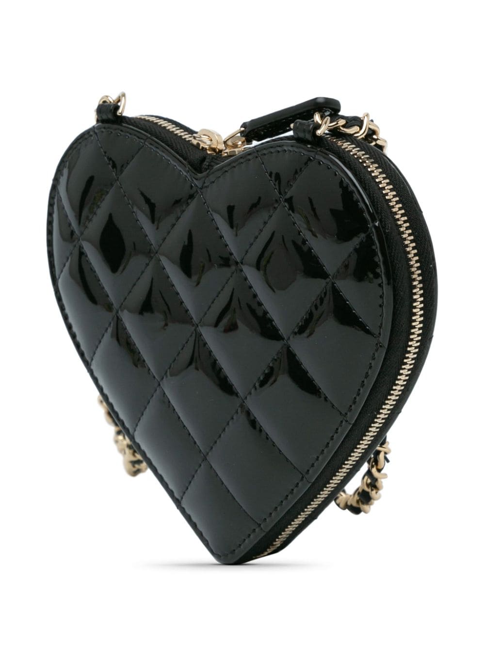 Affordable HOT SALE CHANEL 2021-2024 Quilted Patent Calfskin CC Heart Clutch With Chain crossbody bag Women