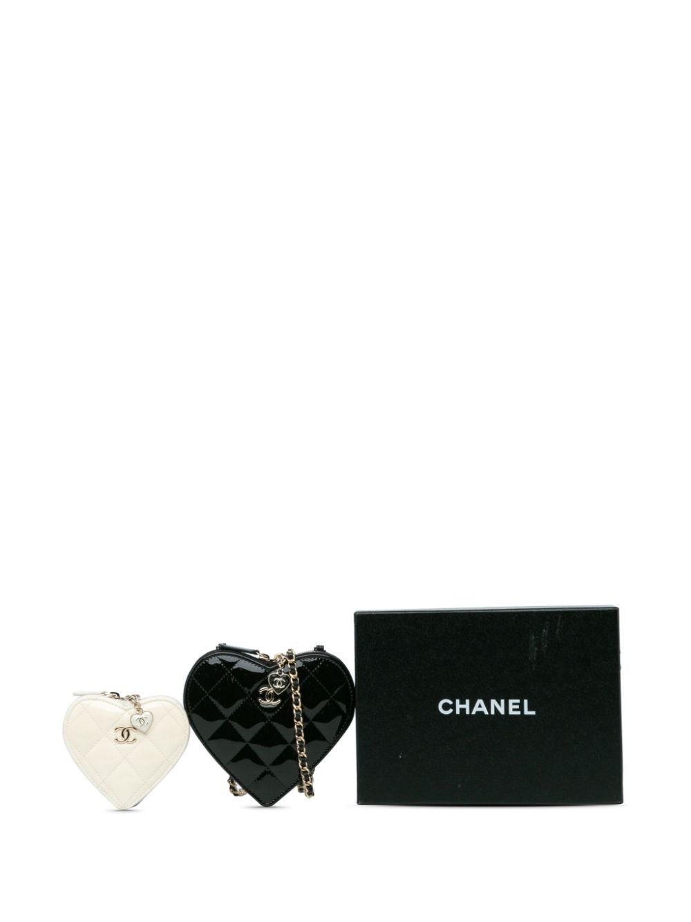 Affordable HOT SALE CHANEL 2021-2024 Quilted Patent Calfskin CC Heart Clutch With Chain crossbody bag Women