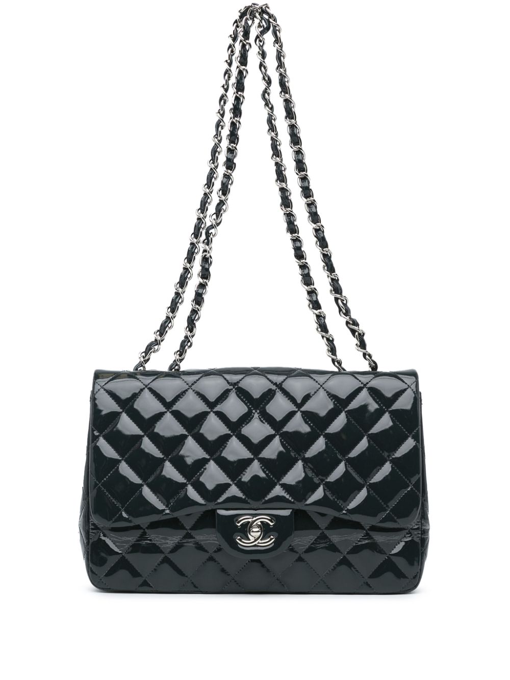 Affordable HOT SALE CHANEL 2009-2010 Jumbo Classic Patent Double Flap shoulder bag Women