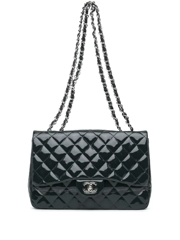 今季ブランド Pre-Owned CHANEL 2009-2010 エナメル クラシック ジャンボ バッグ