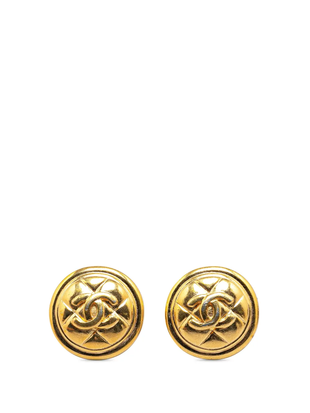CHANEL Pre-Owned 1970-1980s ココマーク マトラッセ イヤリング - ゴールドトーン CHANEL Pre-Owned 1970-1980s ココマーク マトラッセ イヤリング - ゴールドトーン