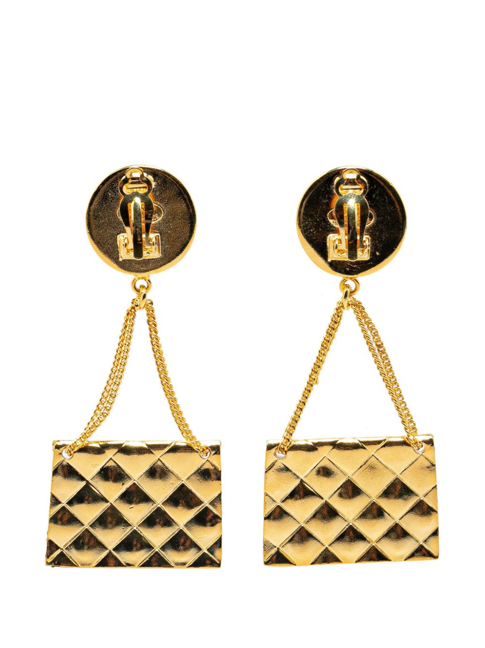 CHANEL Pre-Owned 1994 Gold Plated CC 2.55 Flap Bag Clip On costume earrings - Goud