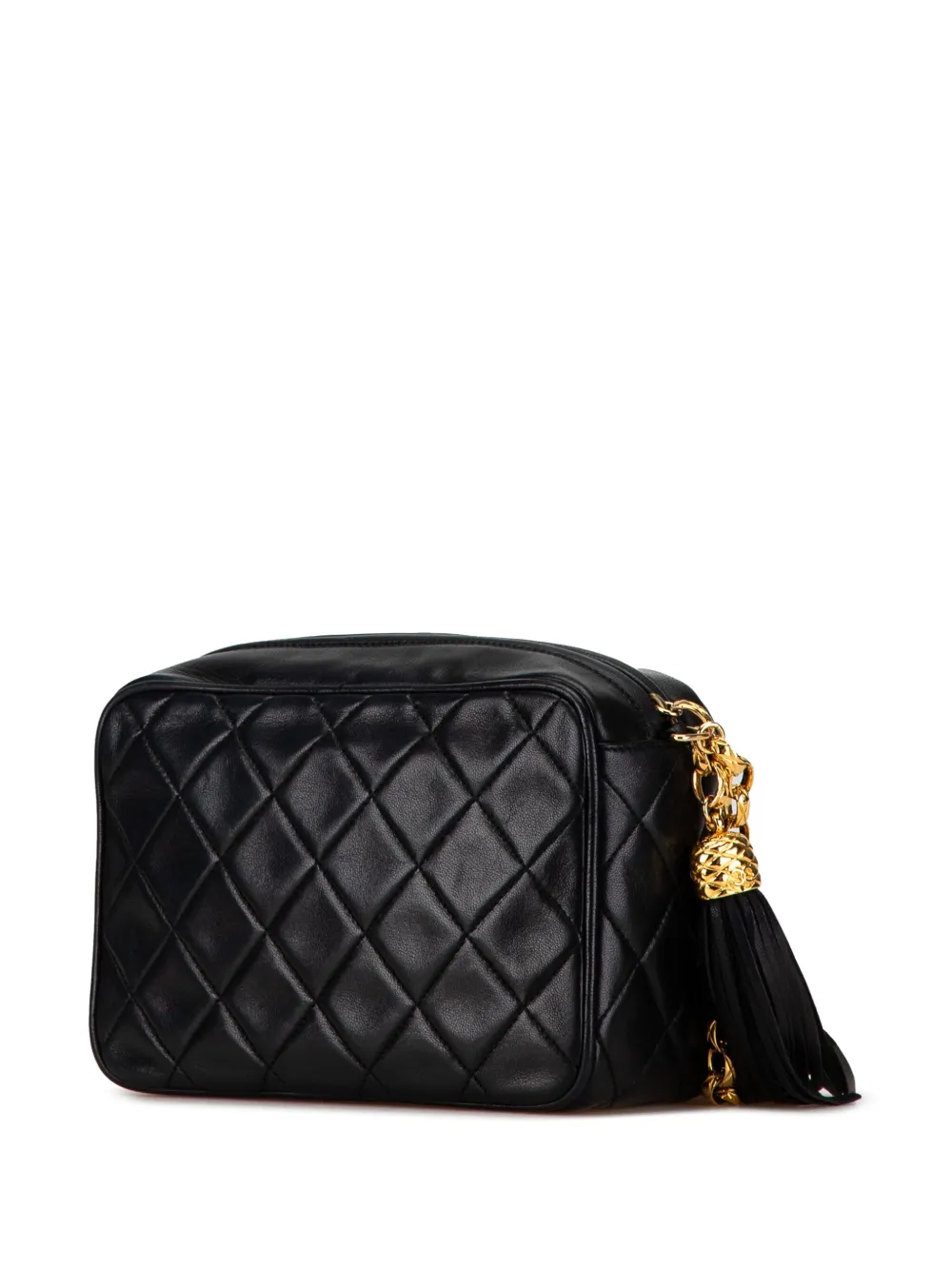 CHANEL Pre-Owned 1989-1991 CC Quilted Lambskin Tassel Camera crossbody bag - Zwart