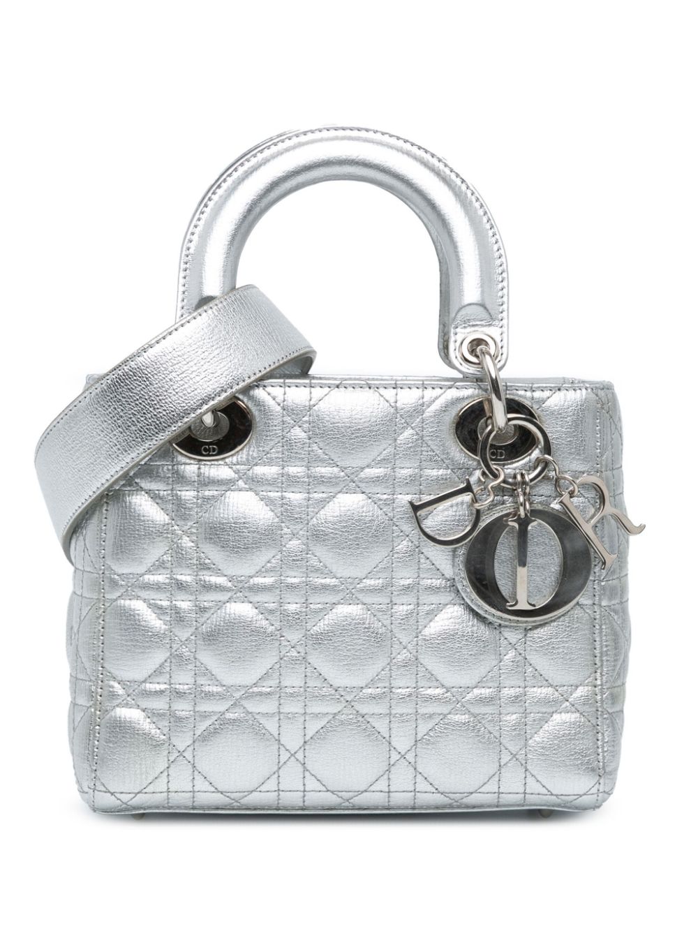 Christian Dior Pre-Owned 2017 Small Calfskin Cannage My ABCDior Lady Dior satchel - Silver