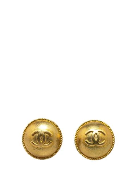 CHANEL Pre-Owned aretes Gold Plated CC Clip On 1995