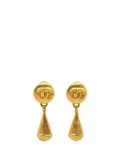 CHANEL Pre-Owned 1996 Gold Plated CC Teardrop Clip On costume earrings