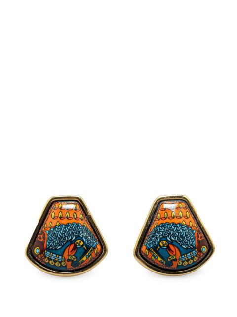 Hermes 20th Century Cloisonne Enamel Clip On costume earrings Women