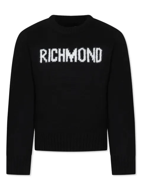 John Richmond Junior logo-jacquard sweater