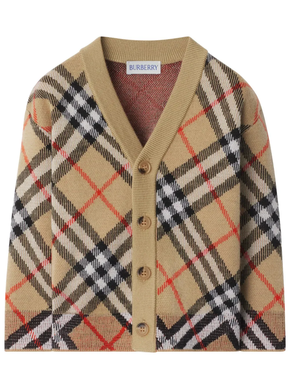 Burberry Check Wool Cardigan In Neutrals