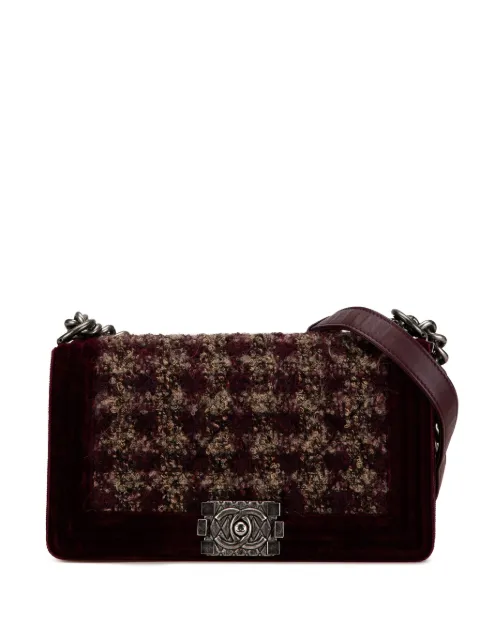 CHANEL 2013-2014 Medium Velvet Tweed Boy Flap shoulder bag Women