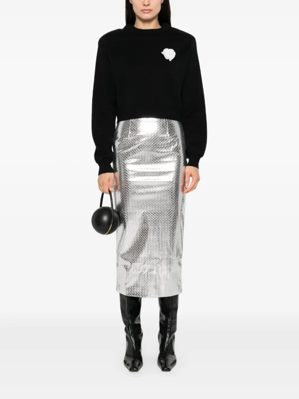 【関税&送料込】Rotate Birger Christensen Braided Skirt Braided Pencil Skirt Silver - ROTATE Birger Christensen
