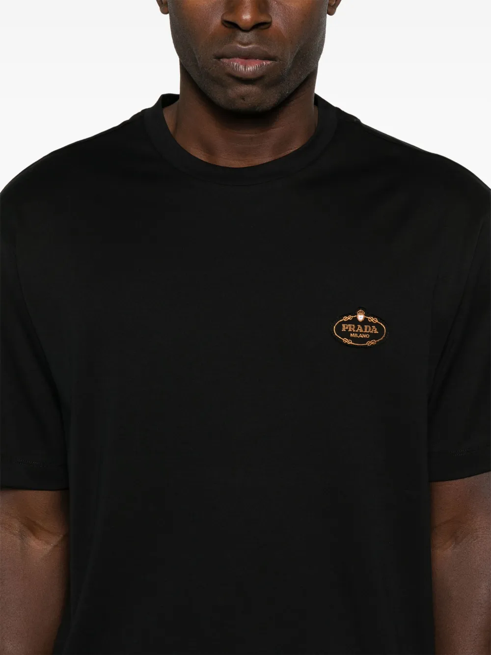 Prada T-shirt met logopatch Zwart