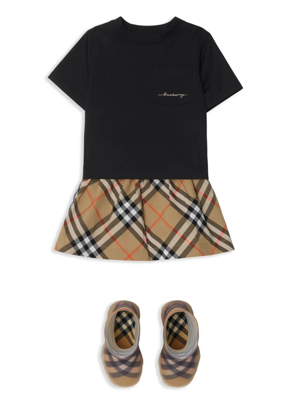 Burberry Kids Katoenen T-shirt met logoprint Zwart