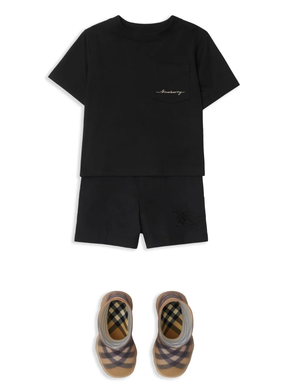 Burberry Kids Katoenen T-shirt met logoprint Zwart