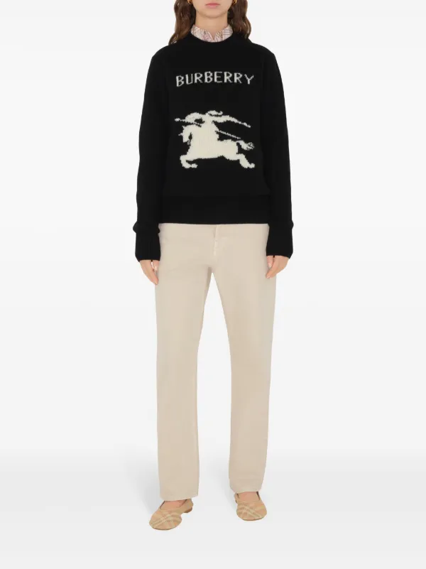 【送料&関税込】Burberry Equestrian Knight Printed Crewneck Burberry Equestrian Knight Sweater | Black | FARFETCH