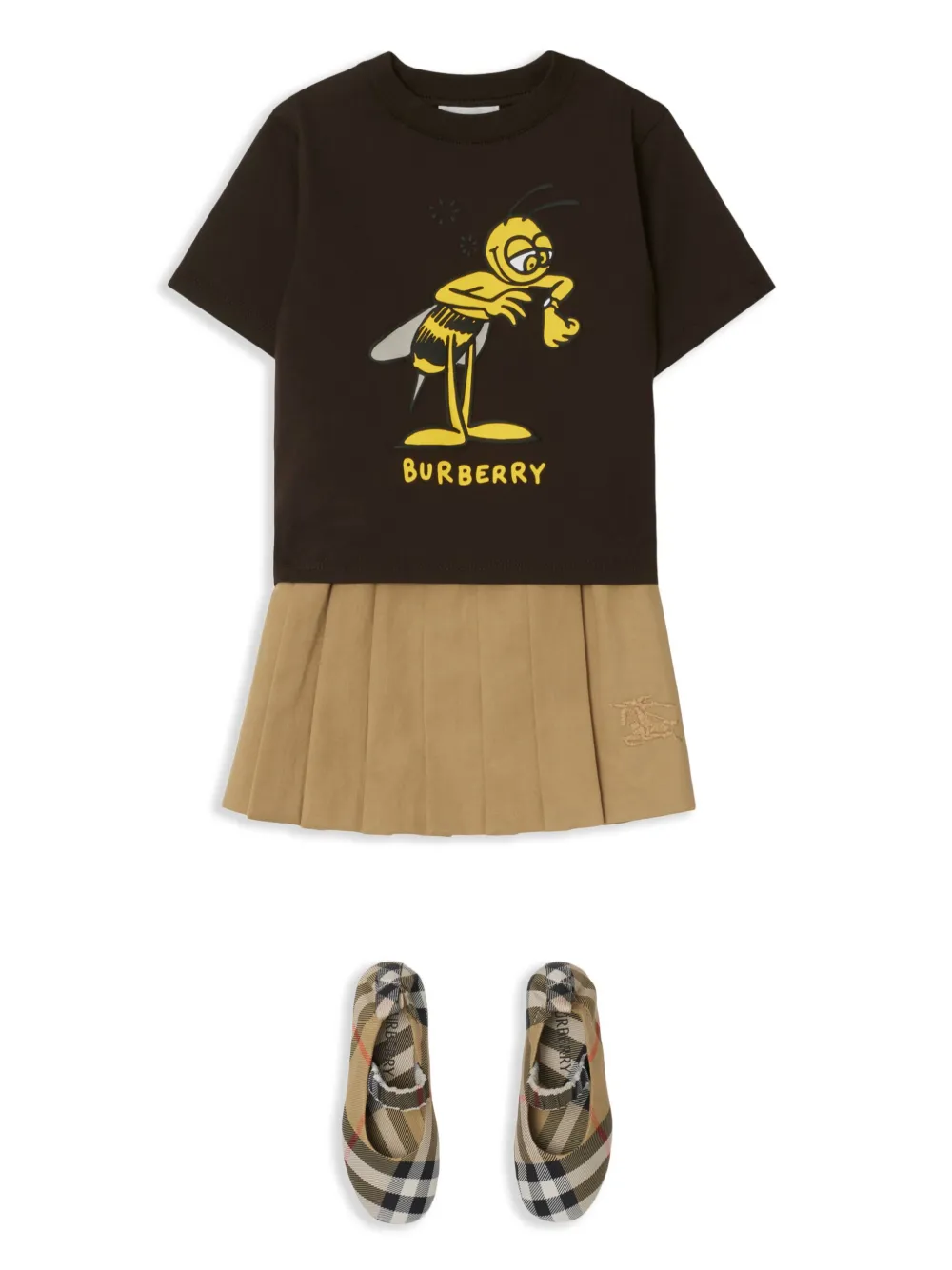 Burberry Kids Katoenen T-shirt met print Bruin