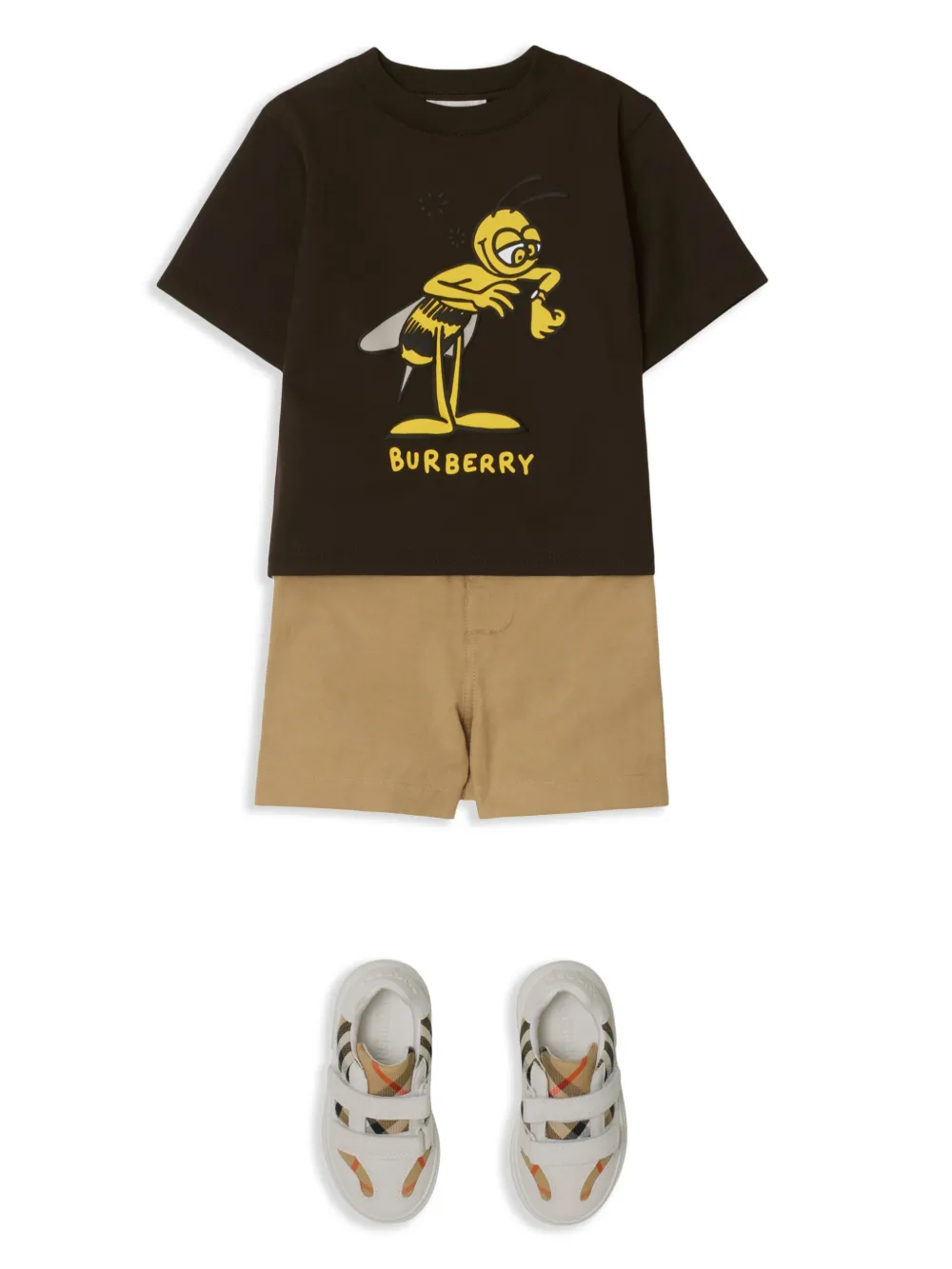 Burberry Kids Katoenen T-shirt met print Bruin