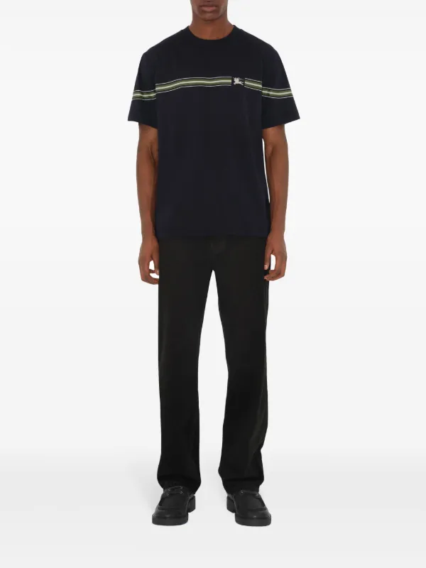 Burberry Striped Cotton T-shirt | Blue | FARFETCH JO