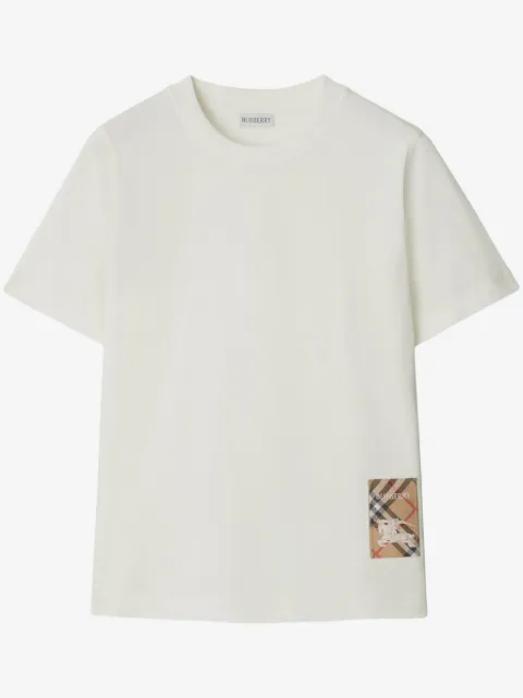 Burberry t-shirt en coton à étiquette à carreaux