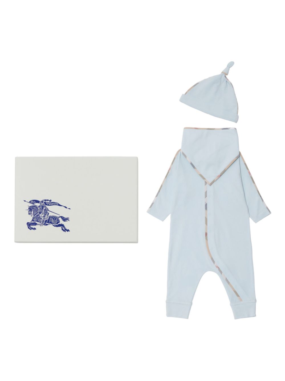 Burberry Kids Drie rompers met geruite afwerking Blauw