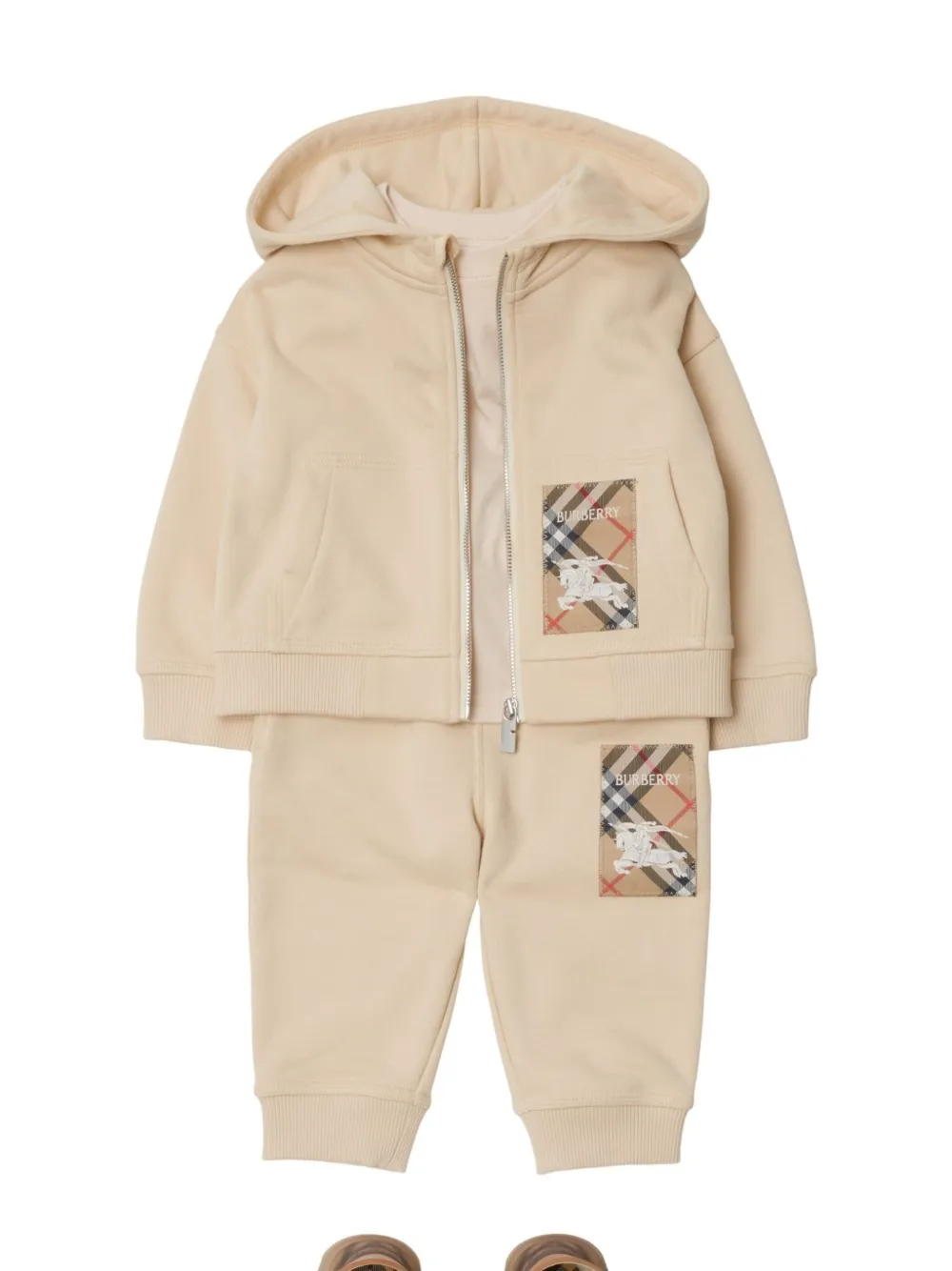 Shop Burberry Checked Cotton Trousers In Neutrals