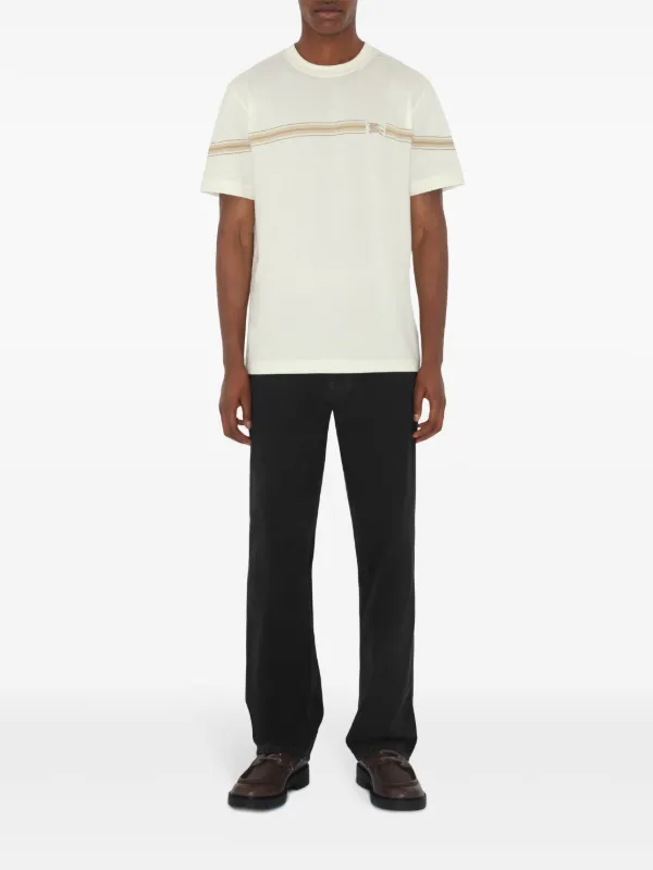 【送関込】Burberry☆バーバリー Striped cotton t-shirt Burberry Striped Cotton T-shirt | Neutrals | FARFETCH