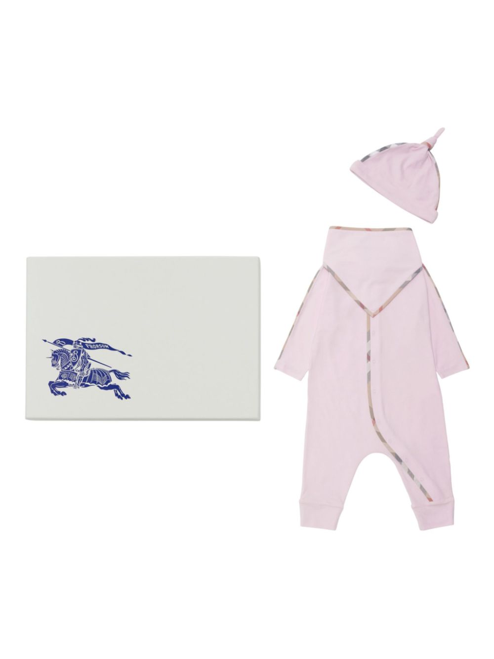 Burberry Kids Drie rompers met geruite afwerking Roze