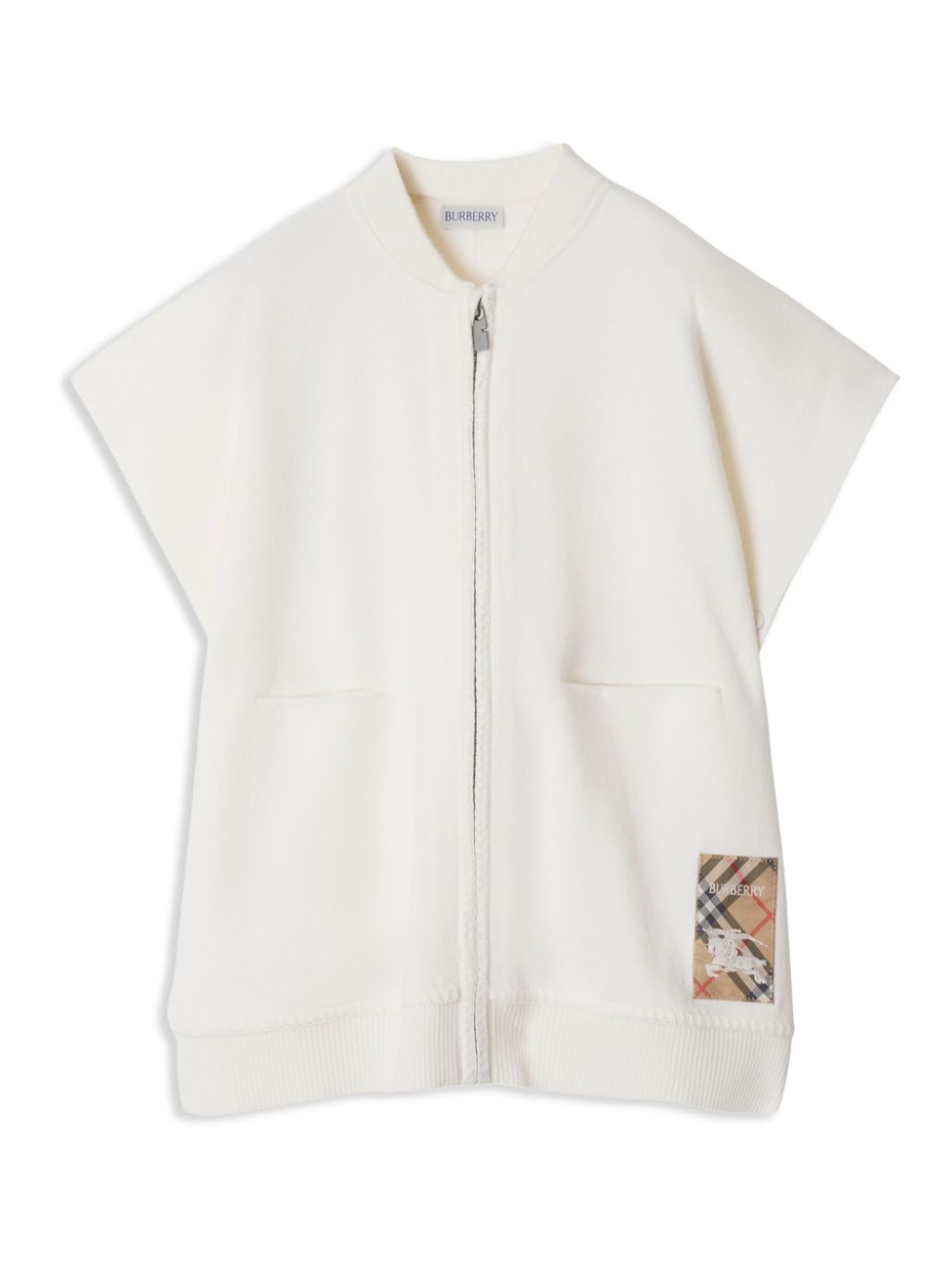 Burberry Kids check-print logo-patch cape - White