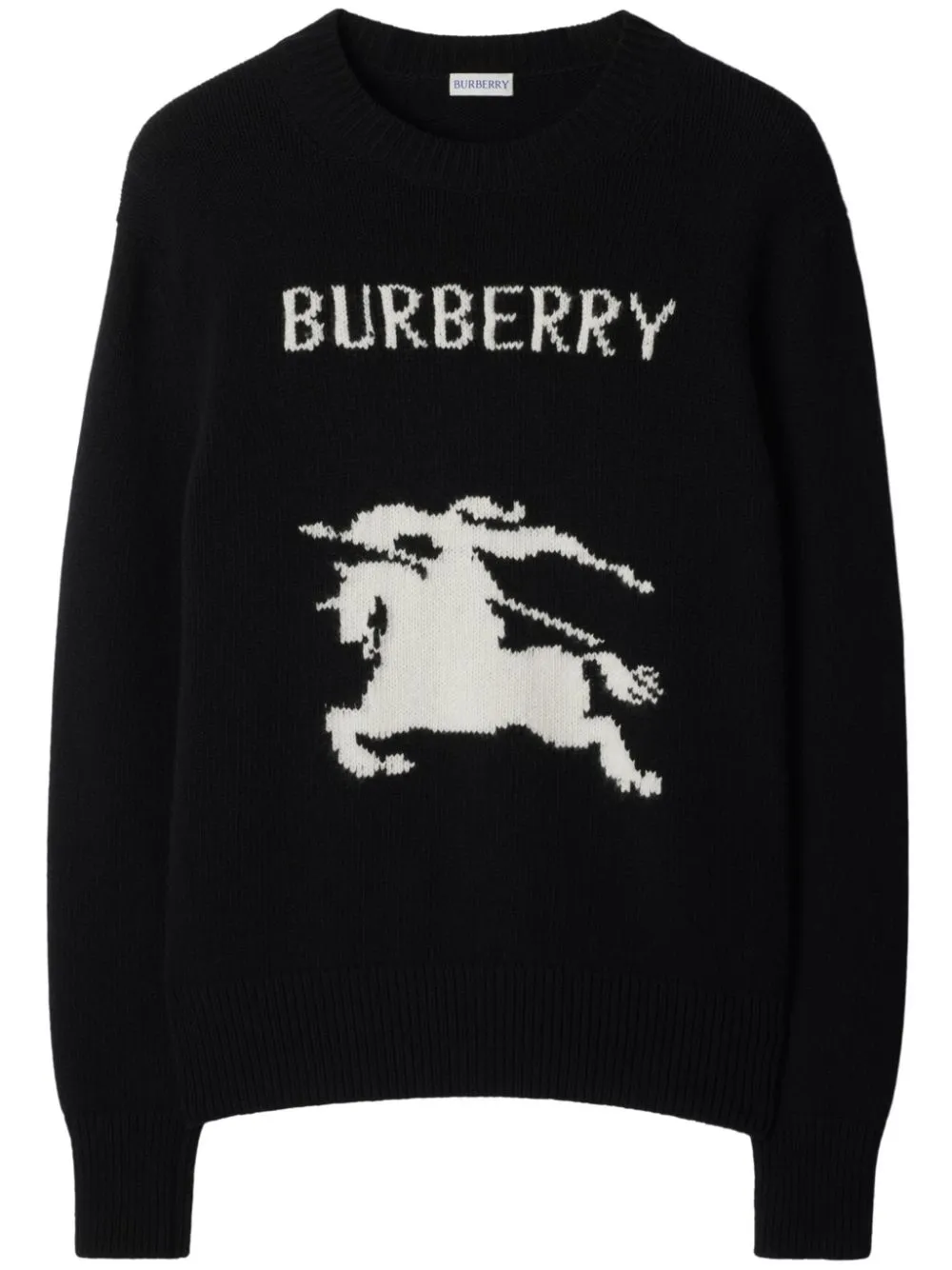 Burberry Cashmere Sweater With Bold Horse Graphic And Crew Neck In Black